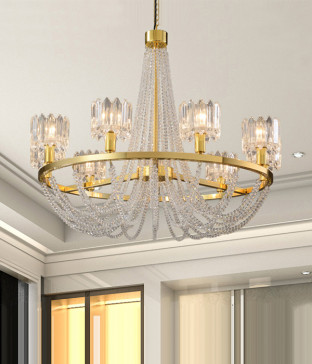 태자 9등 펜던트, 크리스탈조명, 인테리어 펜던트조명(골드)